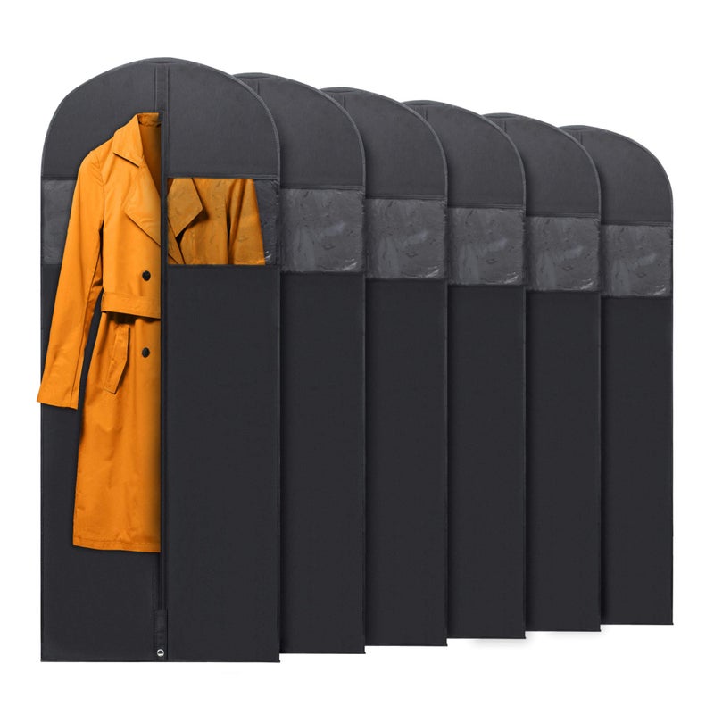 PLX 60" Black Garment Bags for Hanging Clothes, Women Dress Bag Men Suit Bag for Travel and Clothing Storage of Shirts, Fur Coats, Dance Costumes Suit Cover Closet Storage Long Garment Bags w/Zipper - Image 1